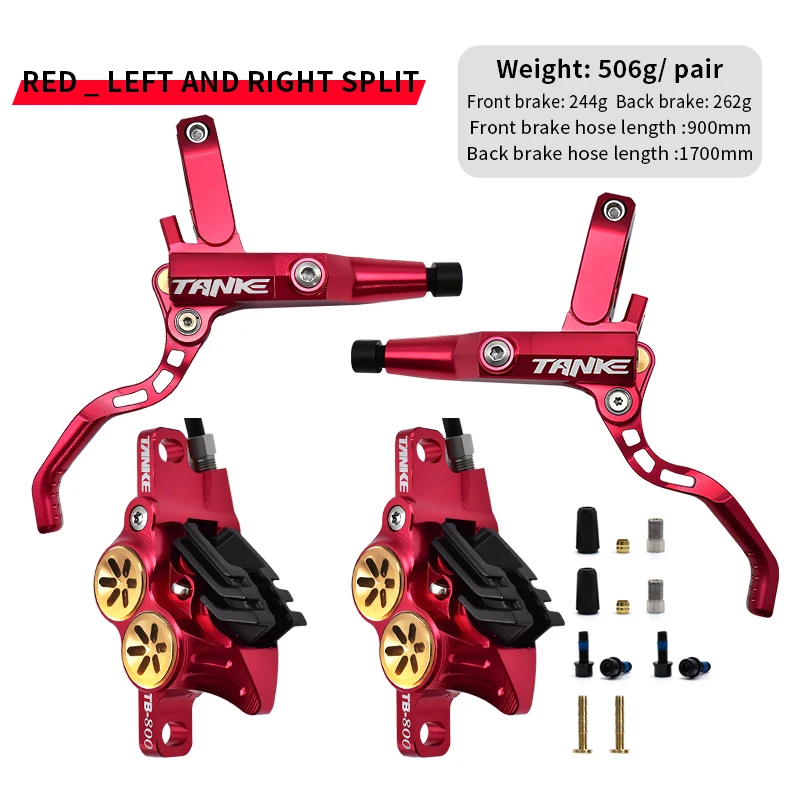 TANKE MTB 4-piston hydraulic disc brake 900/1700mm, 4-piston brake pad in resin, oil pressure AM DH road MTB ultra-light disc br image 3