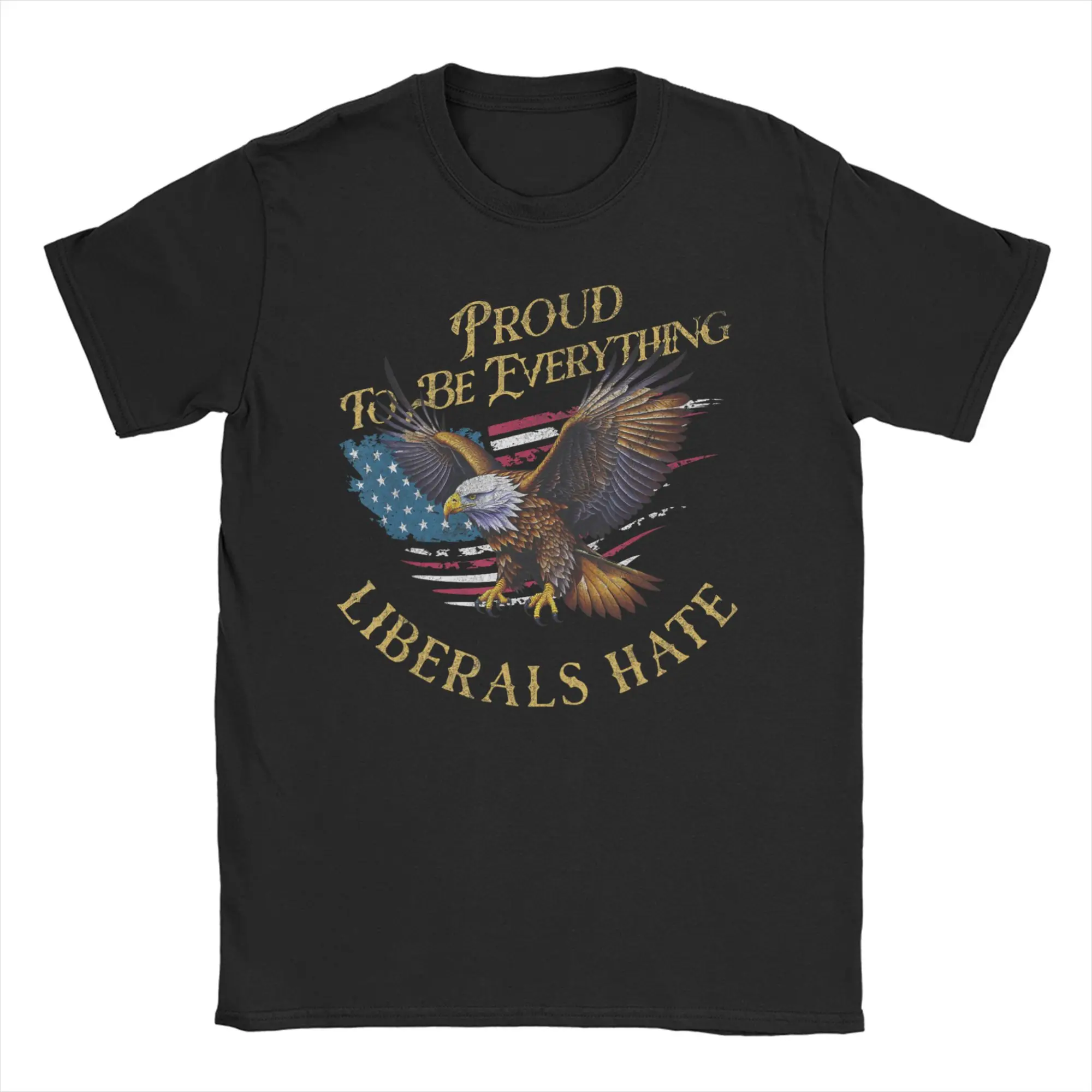 Camiseta Patriótica EUA: Orgulhosos de Sermos o Que os Liberais Odeiam - 100% Algodão, Gola Redonda, Tamanhos Grandes para Homens e Mulheres
