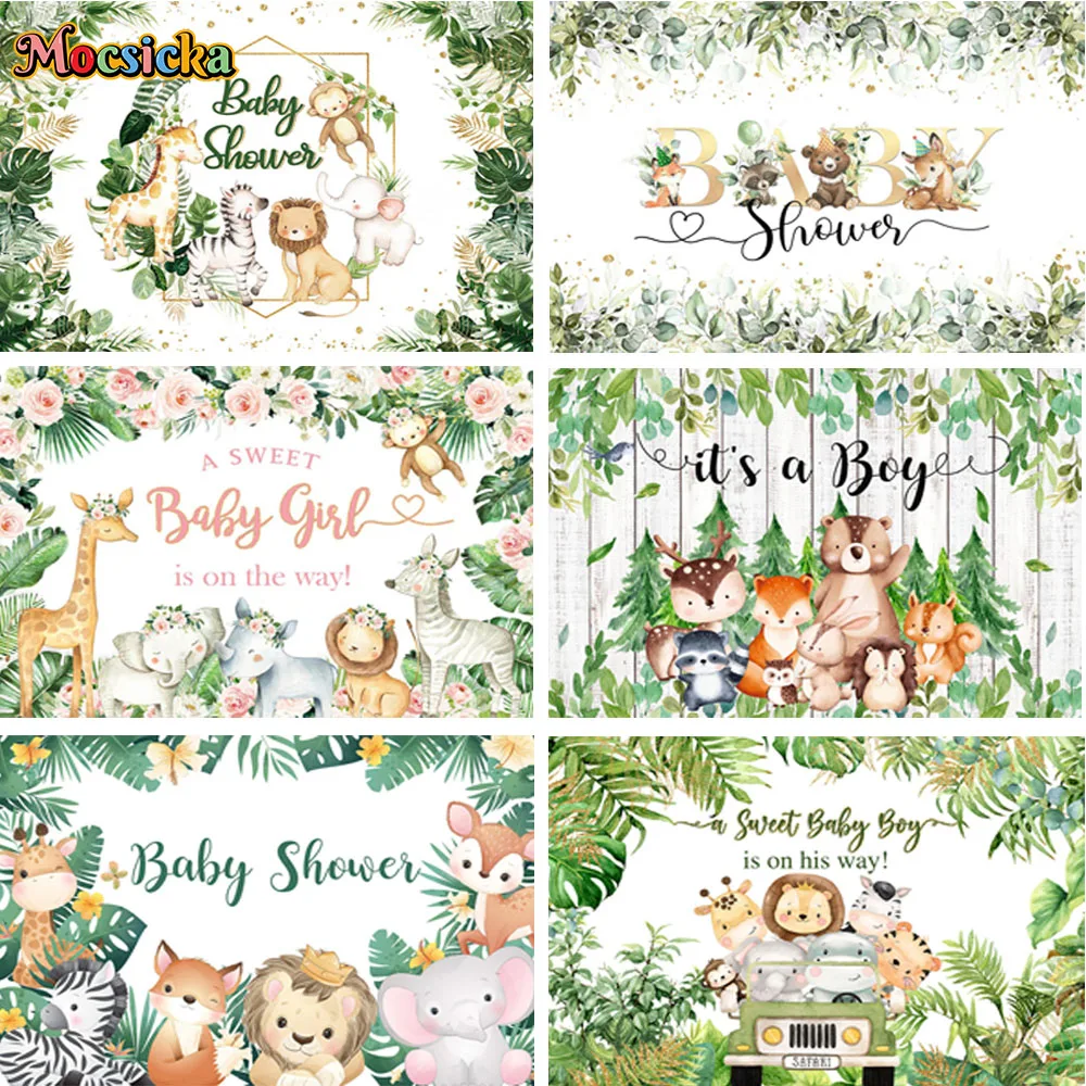 

MOCSICKA Jungle Animals Newborn Photography Backgrounds Safari Baby Shower Decoration 2023 Party Backdrop Customizable Studio