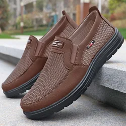 Mocasines clásicos de lona para hombre, zapatos informales, transpirables, planos para caminar, zapatillas de deporte de talla grande, 2023