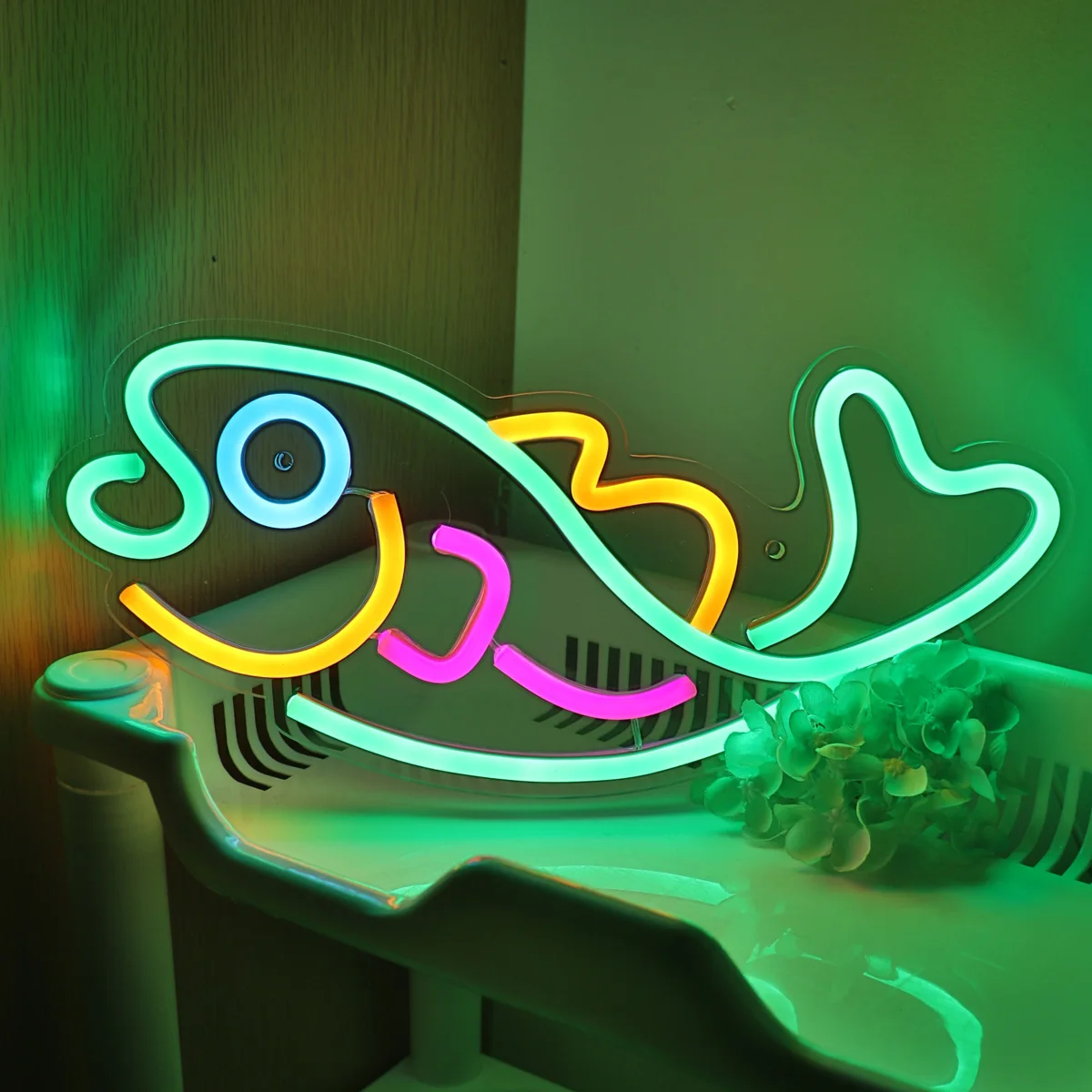 Imagem -05 - Criativo Peixe Led Wall Neon Art Sign Light Pub Clube Festa Decoração de Eventos 12.2 x 6.1 1pc