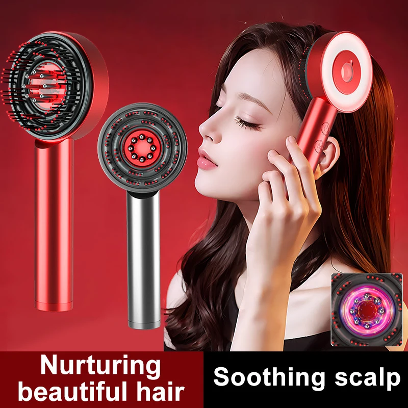 Cordless Electric Massager Brush for Head,Red Light Scalp Massaging Comb,Shiatsu Hair Brush Waterproof,Deep Massage Muscle Relax