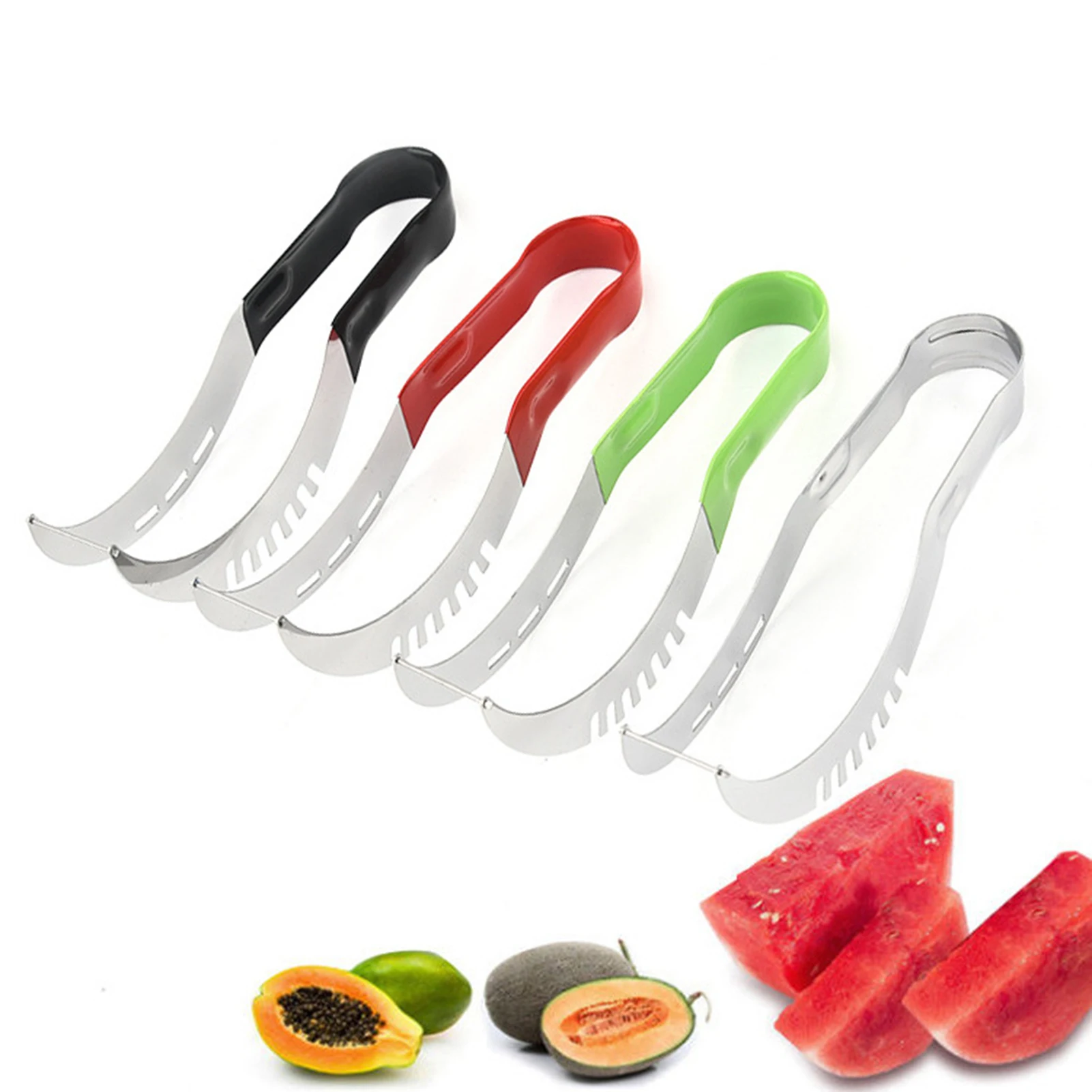 Stainless Steel Watermelon Melons Cutter Slicer Fruit Knives Fruits Cutter Kitchen Gadget for Cantaloupe Papaya