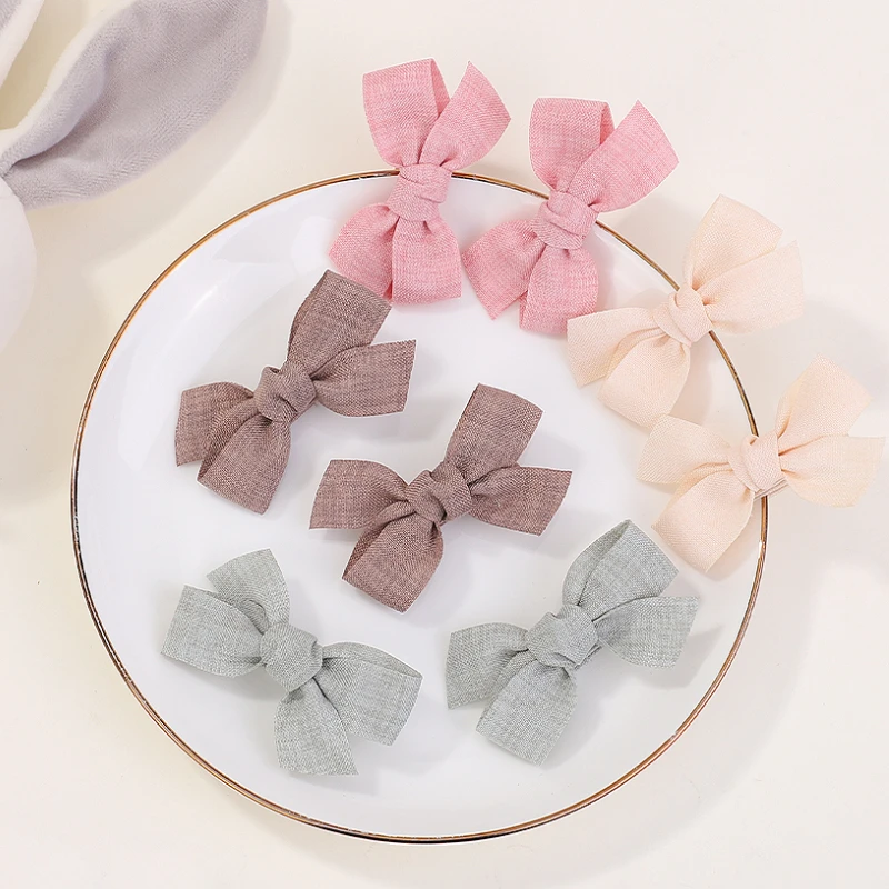 2Pcs Baby Girls Princess Hairpins Hair Bows Corduroy Safe Hair Clips Barrettes for Infants Toddlers Kids Kawaii Accessories