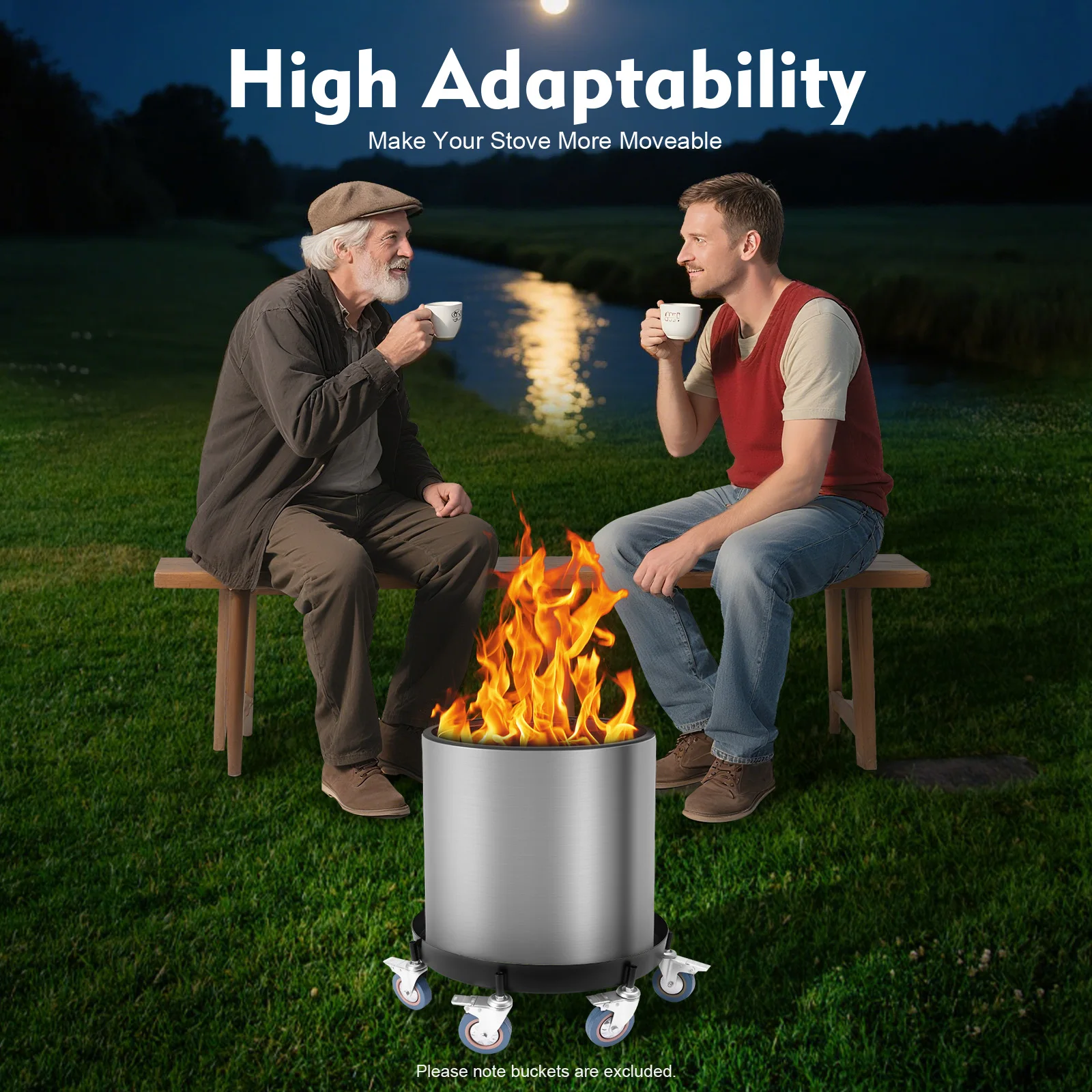 أسطوانة دوللي سعة 55 جالون، عربات دوللي برميل، حامل دوللي بسعة تحميل 907 كجم/2000 رطل مع 8 عجلات لطبول زيت النقل