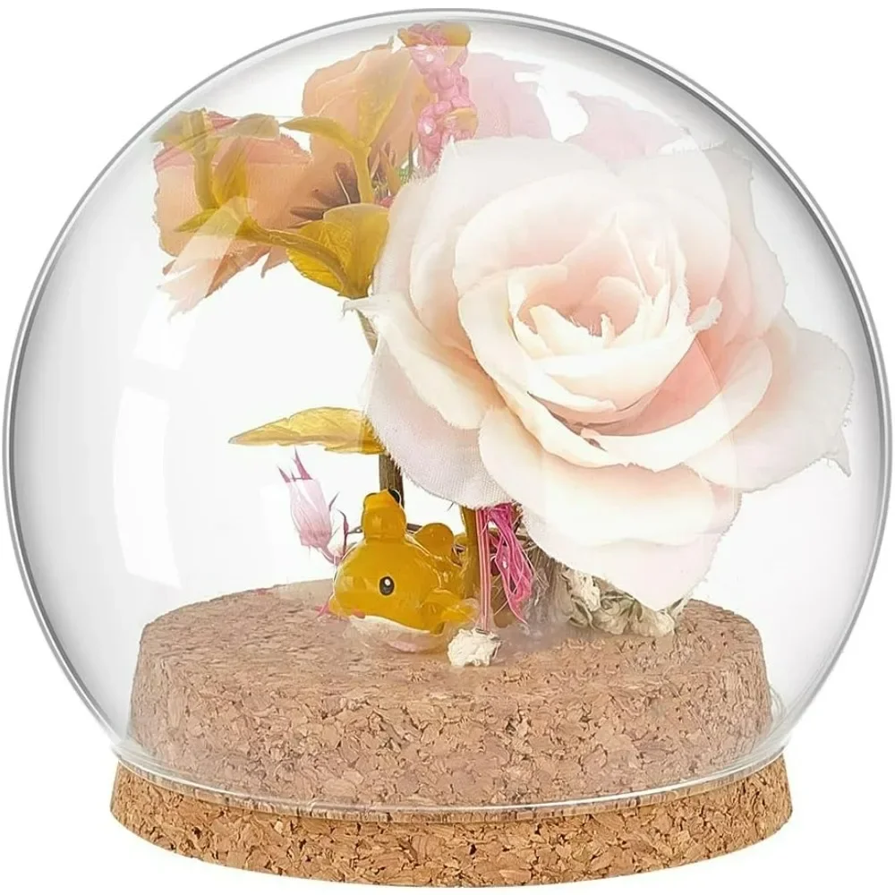 Glass Dome with Base Glass Cloche Clear Globe Display Dome Decorative Glass Display Case for Beach Sand Flower Models Butterfly