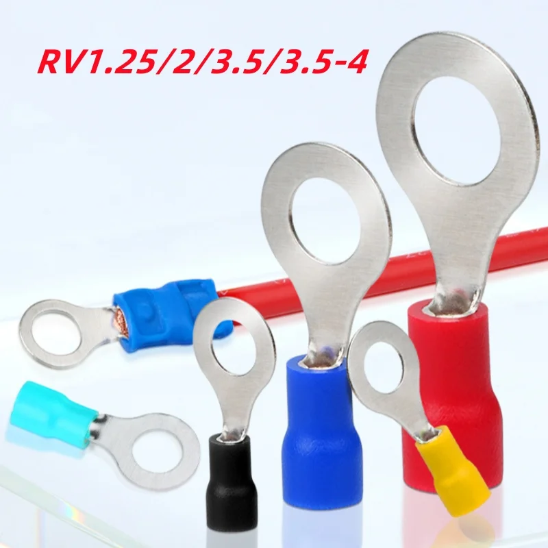 Rv1.25/2/3.5/3.5-4 Ring Crimp Terminals Electrical Wire Connectors Insulation Ferrule Lugs Quick Splice Cables