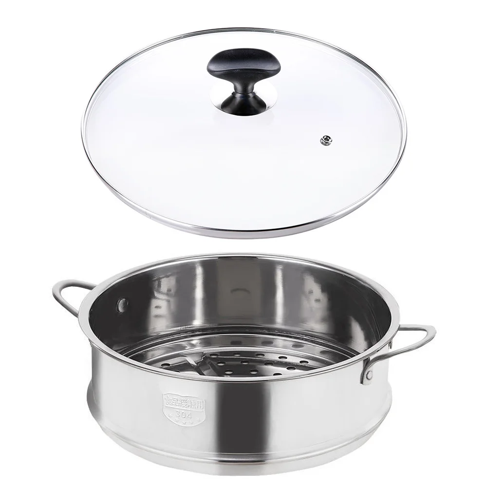 

Double-Handled Stainless Steel Steamer Essential Kitchen Cookware Food Steaming Basket Dishwasher Safe Cooking Pot