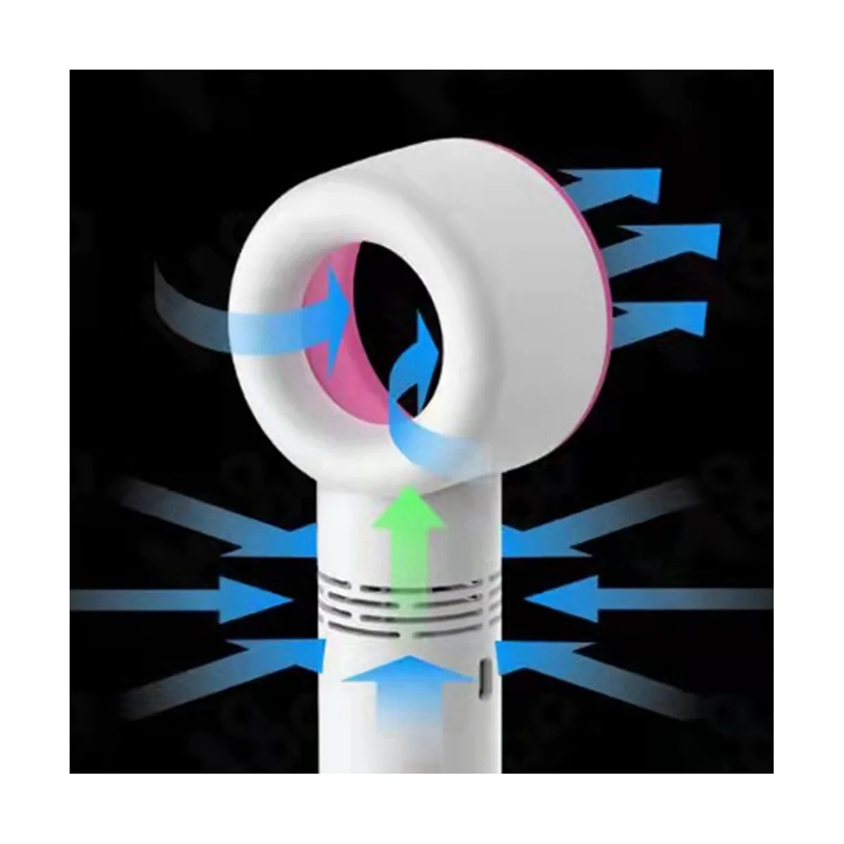 Mini ventilador de mão Bladesess e portátil, bateria pequena, recarregável, viagem, acampamento, quarto, mesa, branco