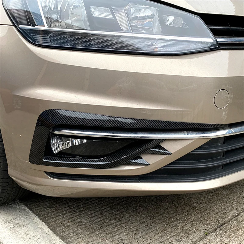 MK 7.5 Glossy Black Car Front Fog Light Eyebrow Eyelid Wind Knife Decorative Sticker Cover Trim For VW Golf 7.5 MK7.5 2017-2019