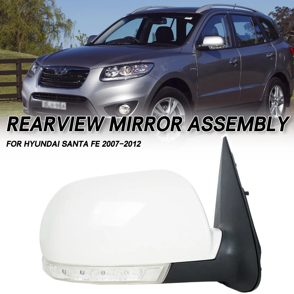 

Зеркало заднего вида в сборе для Hyundai Santa Fe 2007-2012, аксессуары, боковое зеркало с LED-подсветкой и указателем поворота