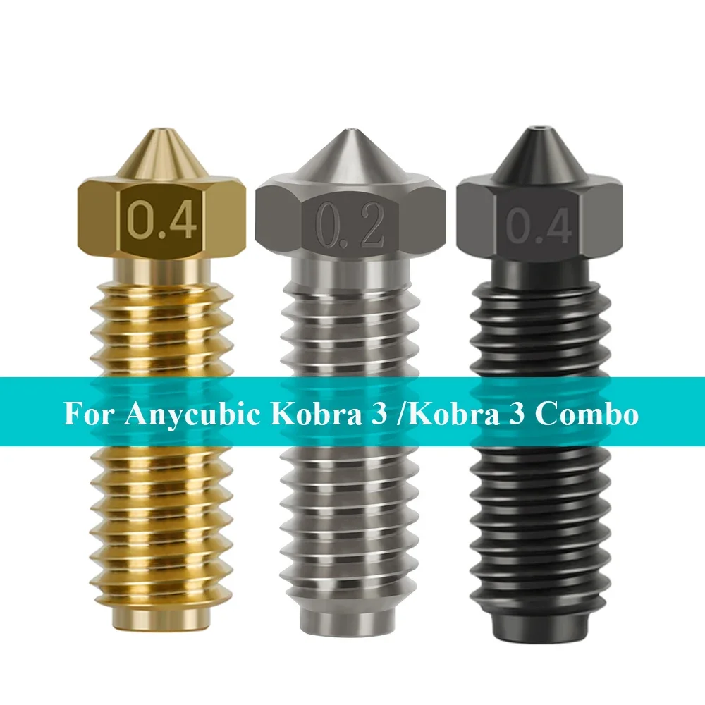 For Anycubic Kobra 3 /3 Combo Hotend Nozzle Brass Hardened Steel Copper Plated Nozzles For Anycubic Kobra3 Spare Parts