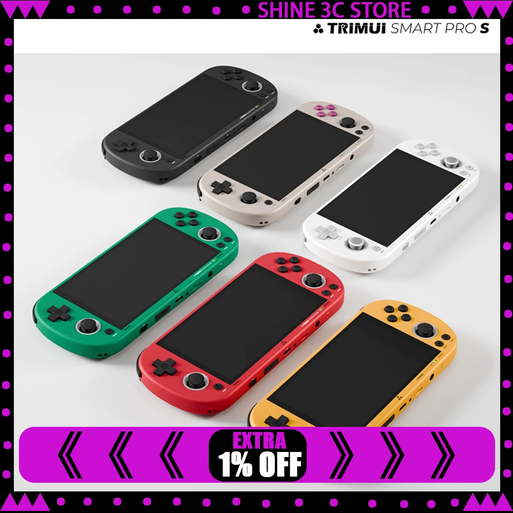 Trimui Smart Pro S وحدة تحكم بجهاز لعب محمول 4.96 بوصة IPS شاشة نظام لينكس عصا التحكم RGB الإضاءة Smartpros ريترو لعبة فيديو هدية