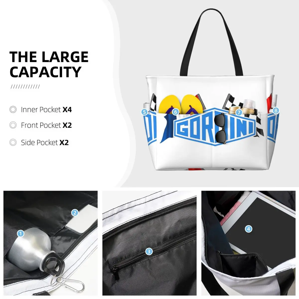 Gordini Checkered Flag Beach Tote Bag Sport Gym Yoga Duffle Large Tote Bag Women Travel Bag Fitness bag