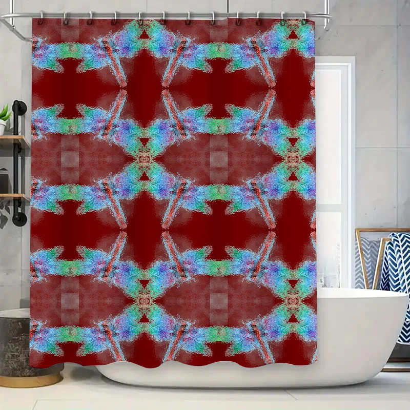 

Abstract Colorful Shower Curtain: Red, Blue, Green, White Patterned Waterproof Bathroom Liner Decorations for Home Decoration (R