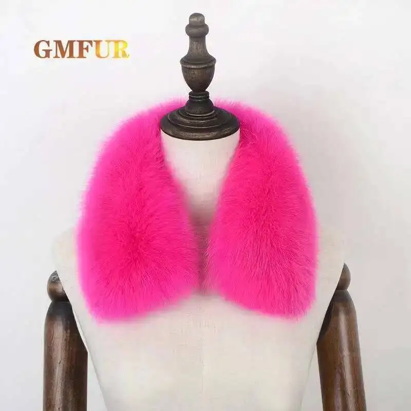 

Luxury Fox Fur Square Collar Winter Natural Warmth Fashion Ladies Scarf Women Plush Black Genuine Brand Shawl Length 50CM/60CM