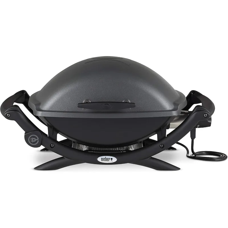 

Electric Grill ,Heat Element, Removable Catch Pan, Porcelain-Enameled, Cast-Iron Cooking Grates, Grey