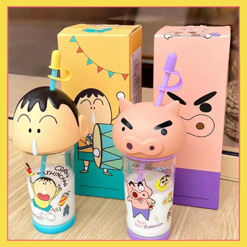 

MINISO Crayon Shin-chan Water Cup Dumb Big Head Cute Left Gatekeeper Dynamic Superman Plastic Cup Ornament Collection Best Gifts