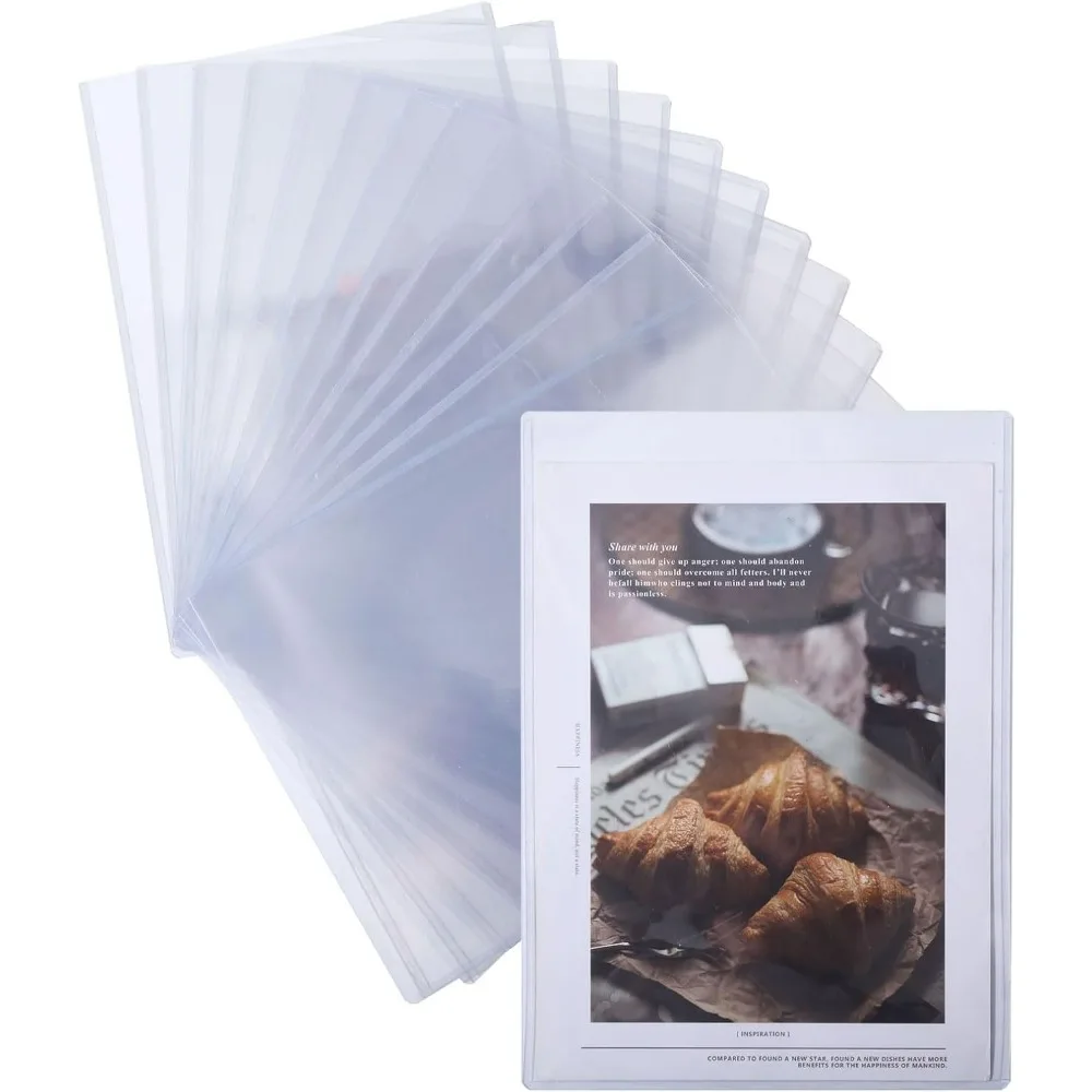 

12 шт. 12,4 × 9 дюймов, жесткие прозрачные верхние загрузки, ПВХ, защитная крышка для документов, защитные пленки для бумаги, пластиковые рукава для фотографий для бумаг