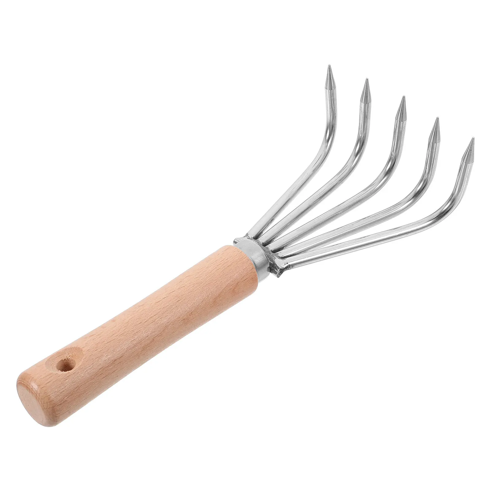 

Wood Handle Stainless Steel Small Garden Rake Weeding Soil Loosening Cultivator Garden Hand Tool Hand Tools Cultivating Rake