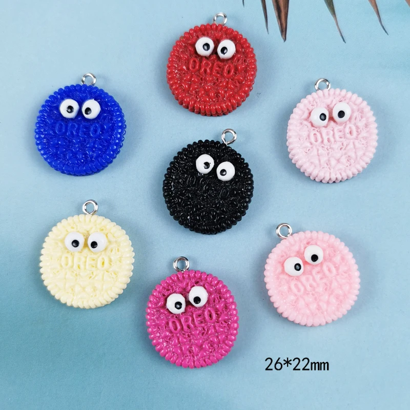 JeQue 10pcs New Cookies With Eyes Resin Charms Flatback Diy Keychain Necklace Earrings Pendant Accessories Jewelry Findings