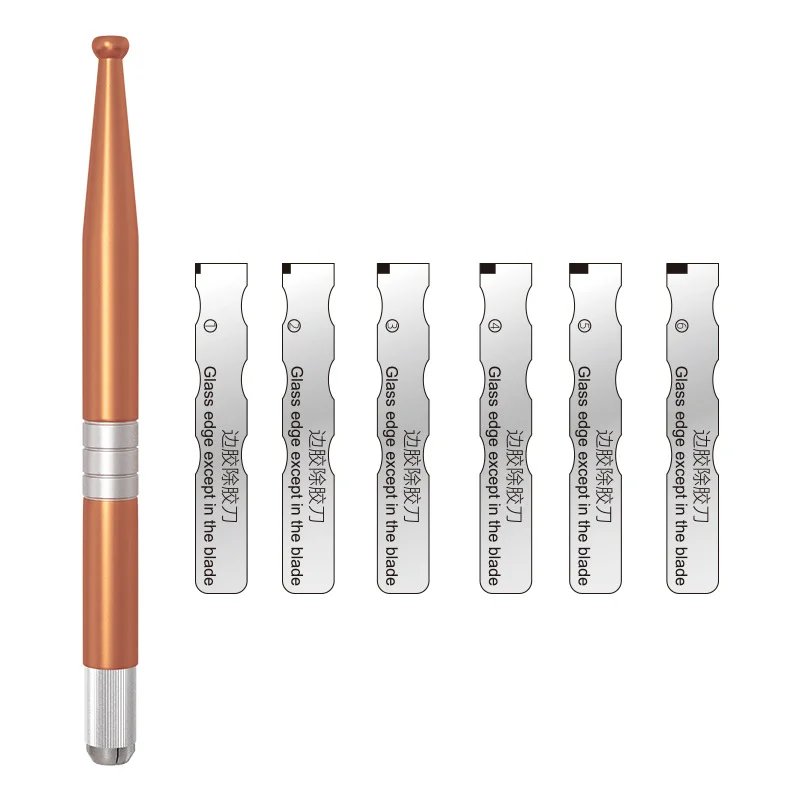 TE-151 Glass Edge Glue Remove Blade 1 Handle+ 6 Different Depth Knife Broken LCD Curved Screen Glue Clean Pry Disassemble Set