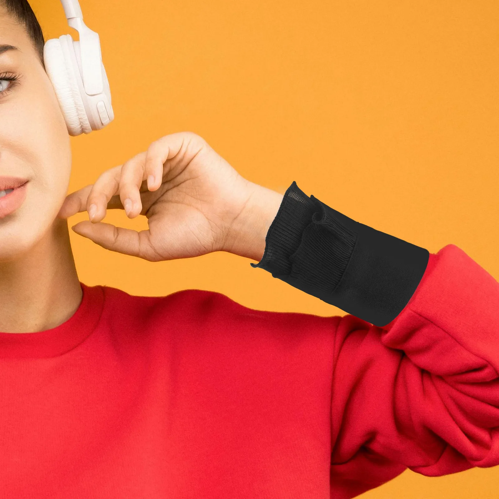 1 زوج الزخرفية وهمية كم الأسود المعصم الأصفاد للنساء انفصال فو الكفة أنيقة الدانتيل الذراع اكسسوارات زي حفل زفاف