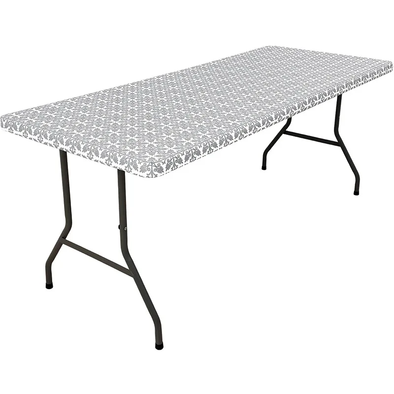 1pc Rectangle Table Cloth Elastic Fitted Tablecloth Plastic Table Covers Fold Tables Picnic Camping Outdoor