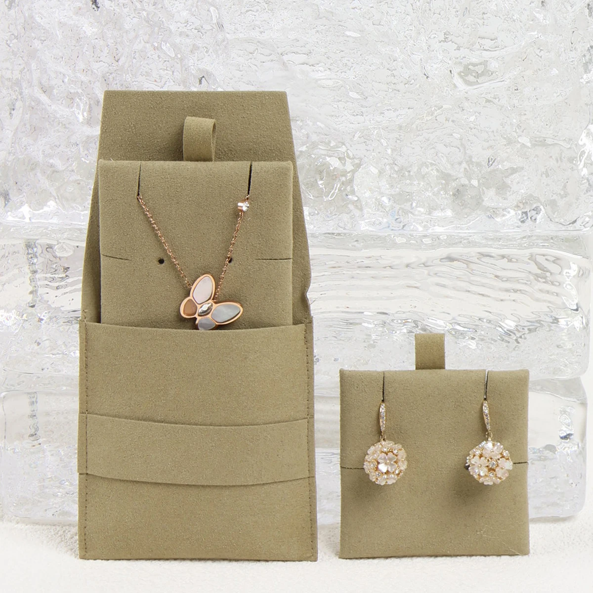 イヤリング、ネックレス、指輪収納ポーチセット、布製、ベルベット、キャンバス、ジュエリーバッグ、カスタマイズ可能、マイクロファイバー、起毛収納ポーチ