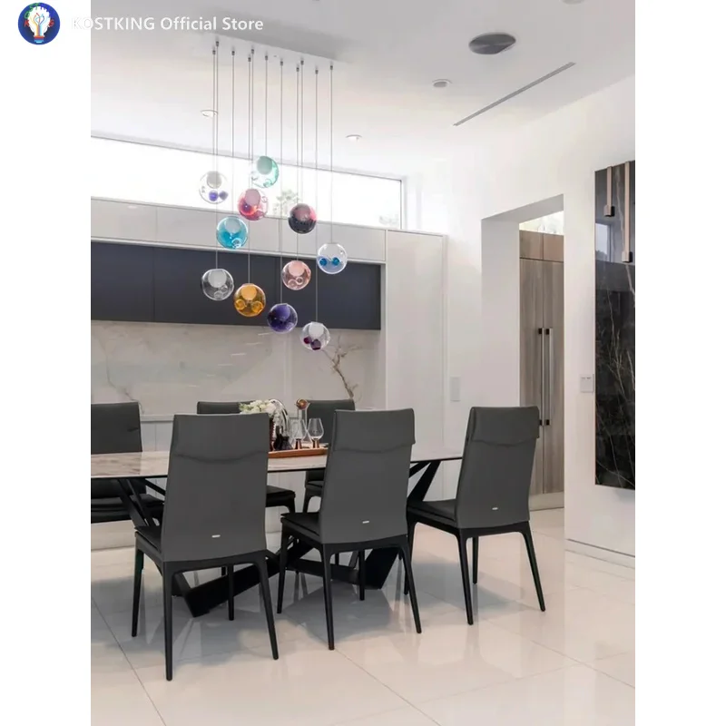 اليدوية الزجاج المزجج الملون فقاعة الثريات أنيقة بريق المنزل المطبقين LED G9 عكس الضوء الإنارات تعليق 32 ألوان