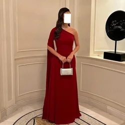 Red Simple Formal Occasion Dresses 2024 One-Shoulder Satin Ball Gowns Long Sleeve Elegant Sexy Evening Party Gown فساتين الحفلات