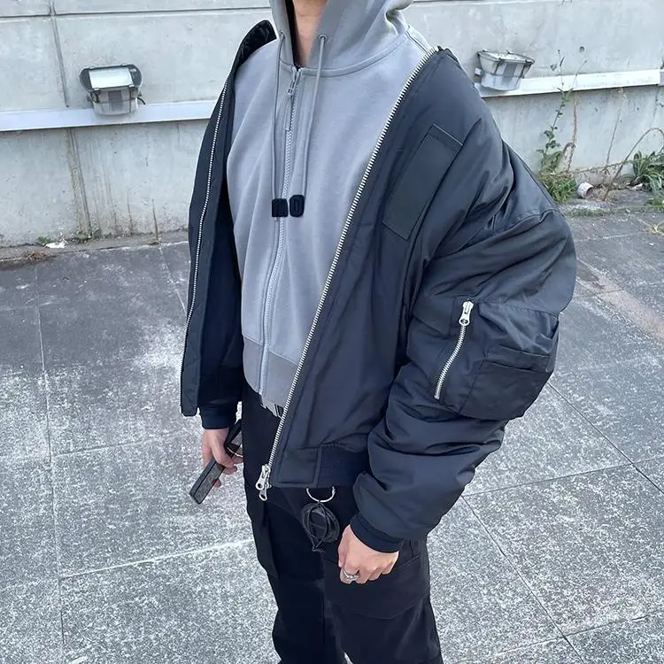 

New Autumn Winter Pilot Jaet Men's American Large Size Retro Street Baseball orm Stand Collar Coat Youth Faion Polyes...