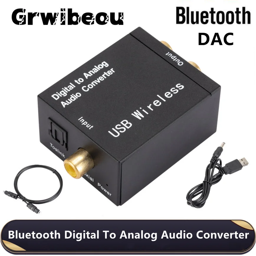 Wzmacniacz USB DAC cyfrowy na analogowy konwerter Audio z światłowodem Bluetooth Toslink koncentryczny sygnał do dekoder dźwięku RCA R/L