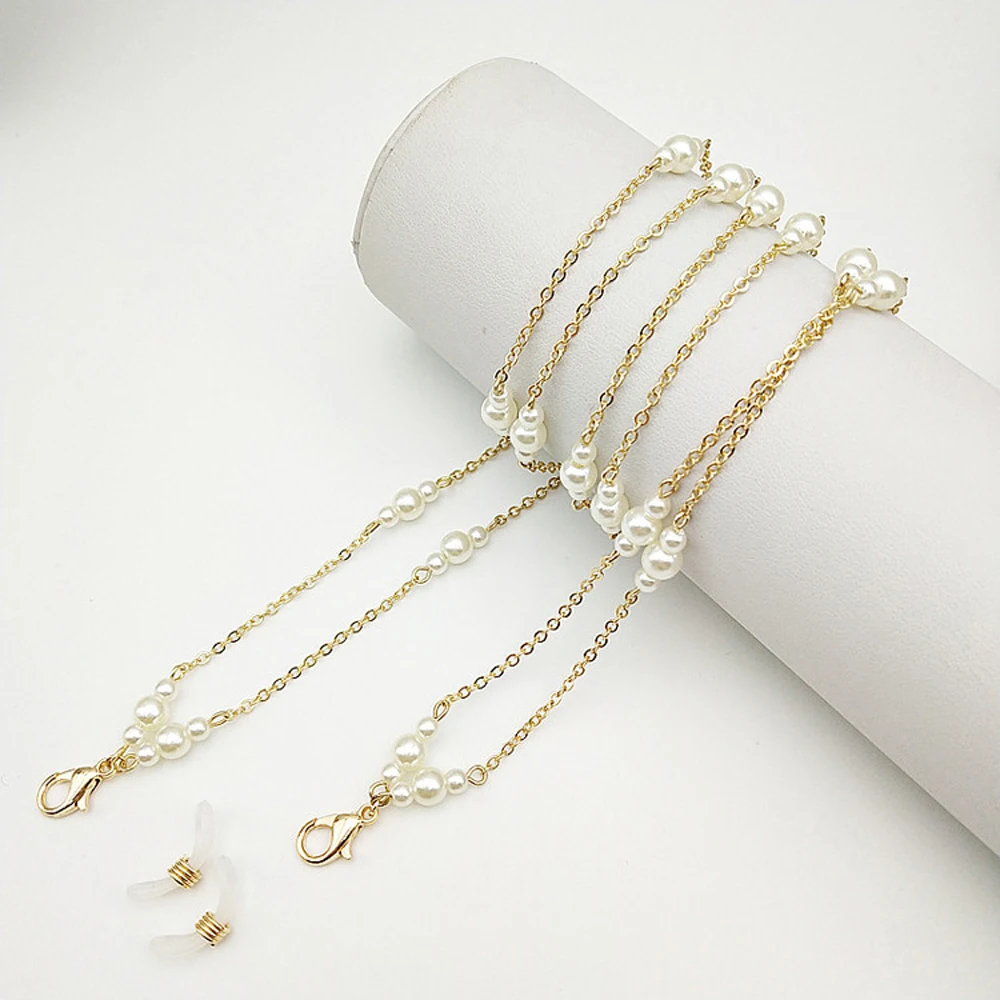 

Mask Cord Holders Eyewear Jewelry Metal For Women Men Pearl Chain Face Mask Necklace Reading Glasses Chain Glasses Clips