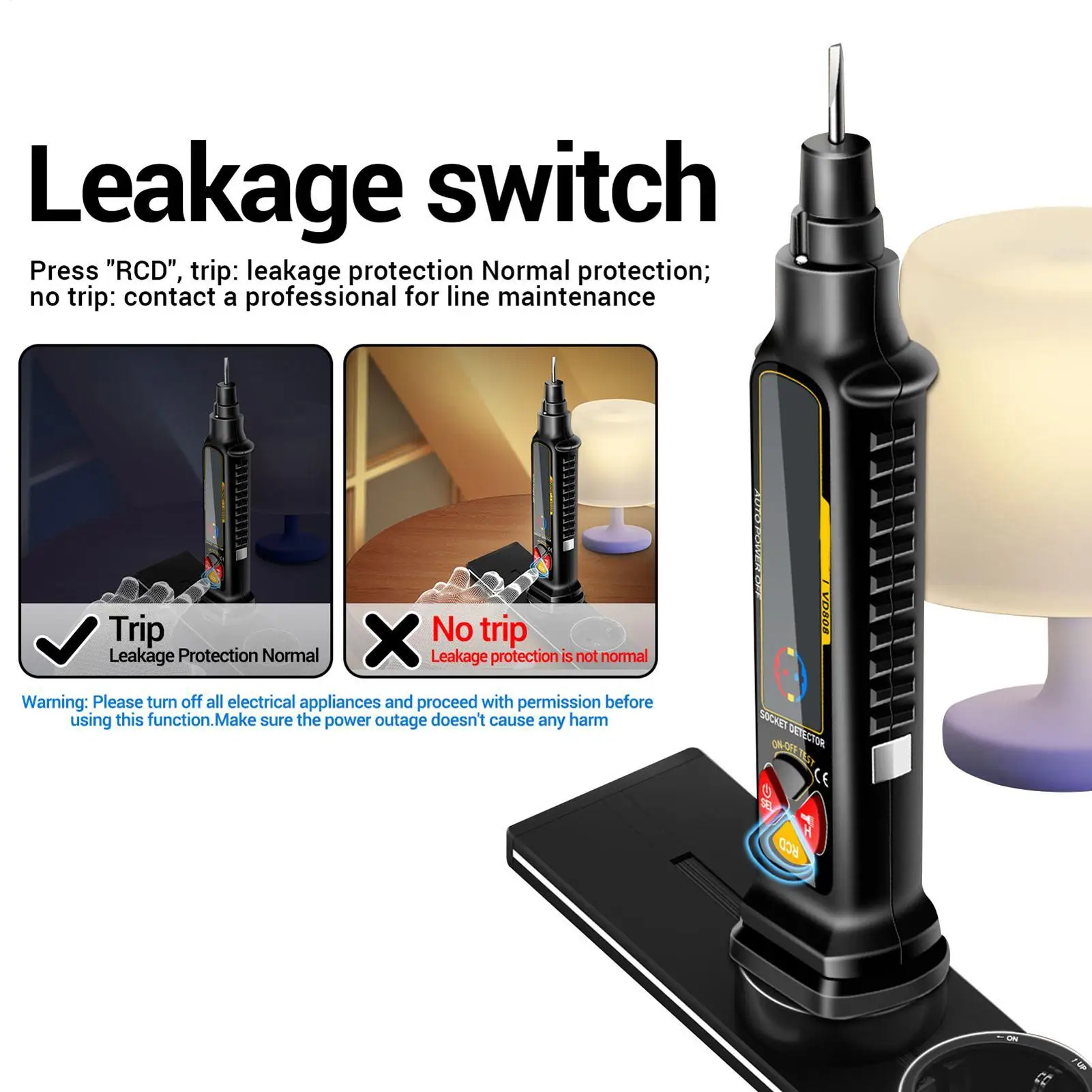 Circuit Tester Outlet Checker Smart With LED Display & Light 2-300V Electric Circuit Tracer For Home Electric Power Rv Camper