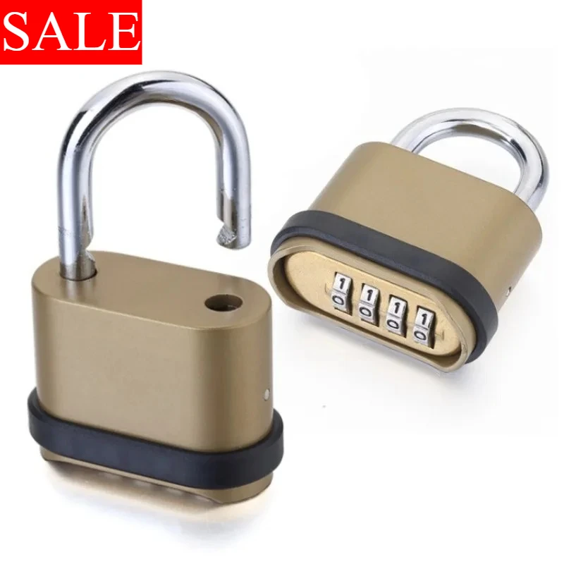 Candado de combinación de 4 dígitos de latón con contraseña de número, resistente a la intemperie, antioxidante, antirrobo, cerradura de almacén, cerradura de puerta de venta de camión