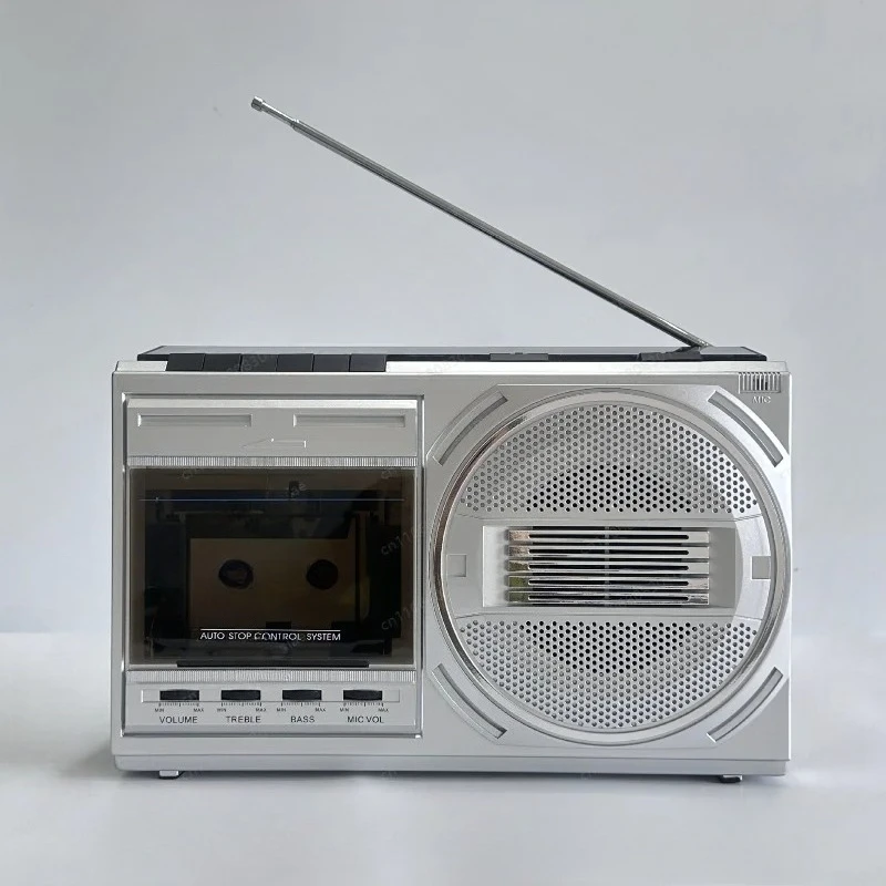 Vintage tape player, radio, vintage cassette player, two-channel FM portable tape recorder