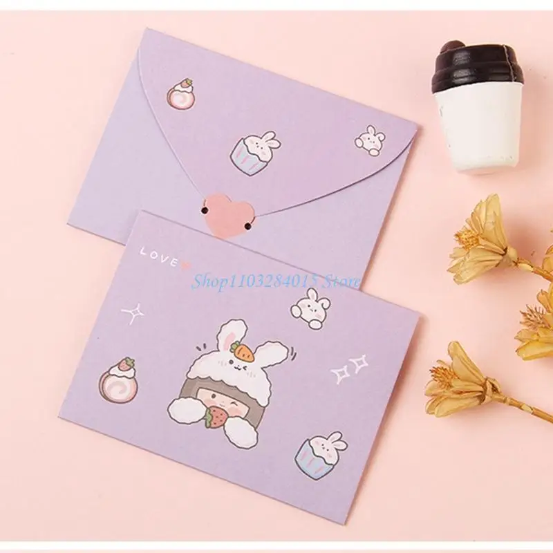 R6FF Birthday Card Cartoon Animal Greeting Cards Envelope Memos Card Festival Card