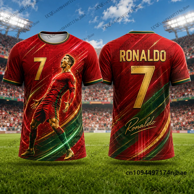 Neuer 2027 Spezial Ronaldo # 7 bedruckte Fußballtrikots für Männer und Frauen, T-Shirt, Sommer, schnell trocknend, Sport-T-Shirts, lässige Oberteile für Kinder/Erwachsene – Detail 6
