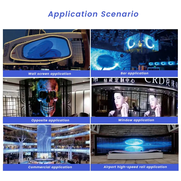 P3.9-7.8 High Brightness Transparent LED Screen Display Clear Glass Window LED Transparent Video Wall Flexible Panel LED Screen