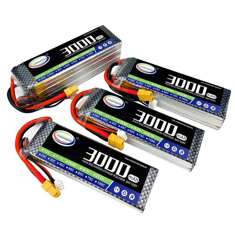 Najlepsza cena 2S/3S/4S/6S 7.4v 11.1v 14.8v 22.2v 3000mah bateria Lipo 30C 40C 60C RC ToyCar łodzie części do dronów z XT60 T Deans