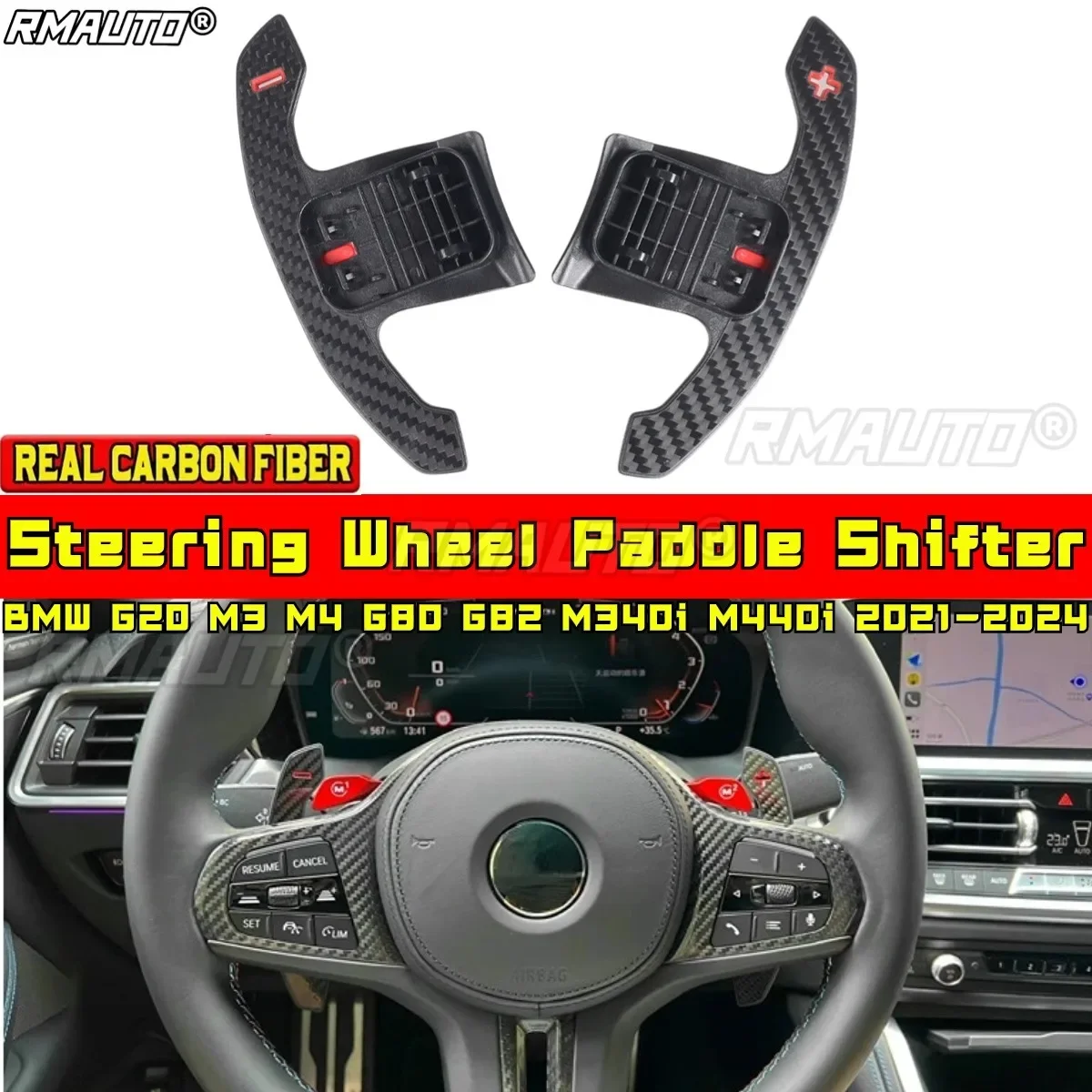 

For BMW G20 M3 M4 G80 G82 M340i M440i 2021-2024 Body Kit Real Carbon Fibe Wheel Paddle Shifter Extension Car Part