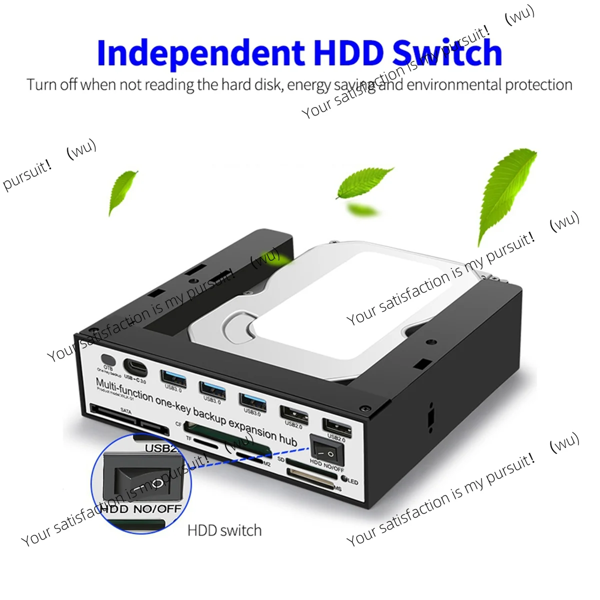 5.25 Inch Front Panel Expansion Hub with 3 USB3.0 2 USB2.0 Ports 5-In-1 Card Reader Support One-Key Backup Panel