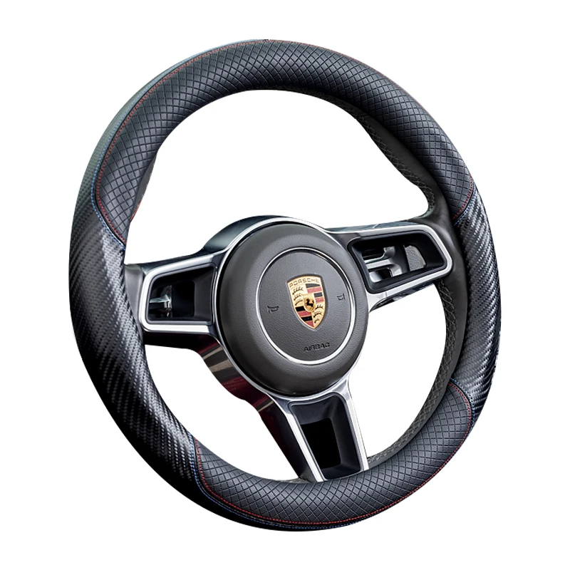 

car steering wheel cover men's carbon fiber leather handle cover D-type non-slip and breathable