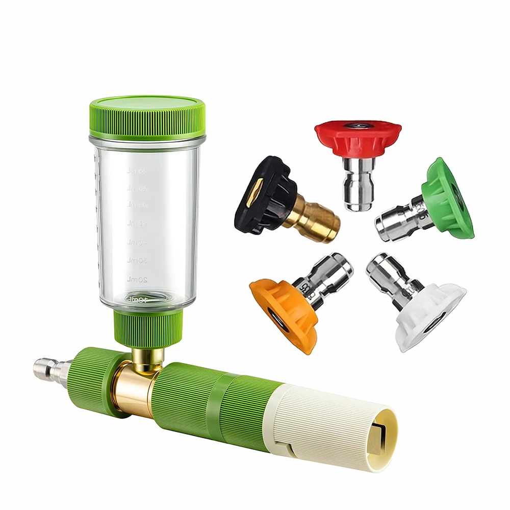 

Ручной распылитель пены для снега, 100 мл, пушка-распылитель для быстрого подключения 1/4 дюйма, бутылка для мыла высокого давления для мытья автомобиля, многофункциональная насадка