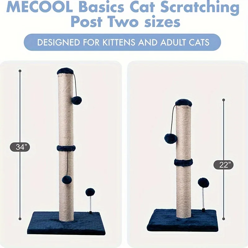 JTPAWS Cat Scratching Post Premium Basic Cat Scratching Indoor Sisal Scratching Post Tree Strap Hanging Ball for Adult Cat