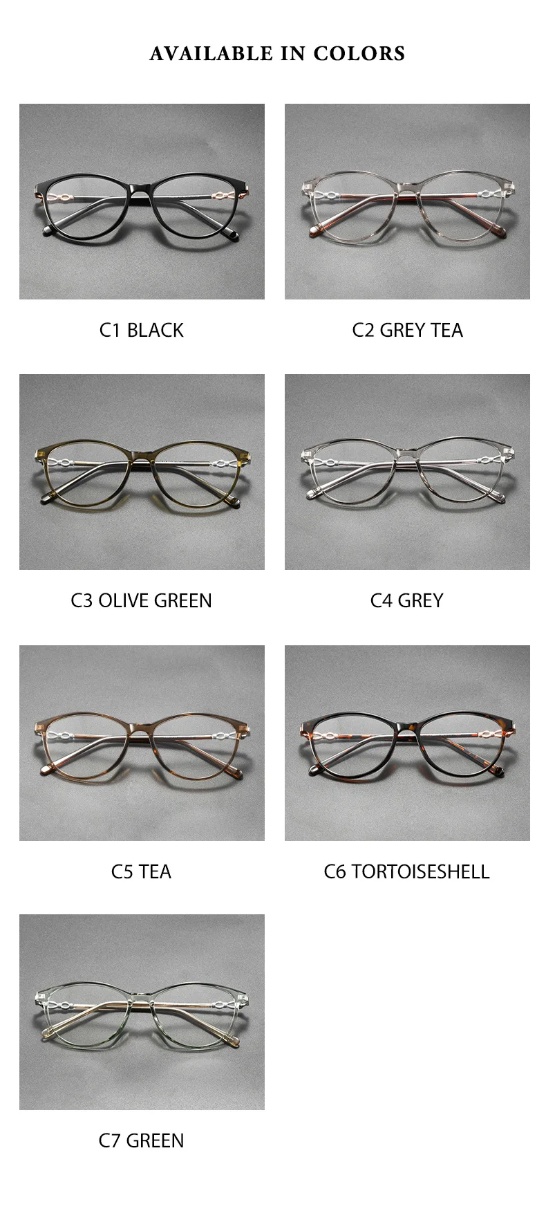Neue Modische Markendesign Retro Katzenaugen-Rahmen Kurzsichtigkeits-Brille mit Sehstärke Photochromatisch Anti-Blaulicht Damen Astigmatismus-Brillen – Detail 9
