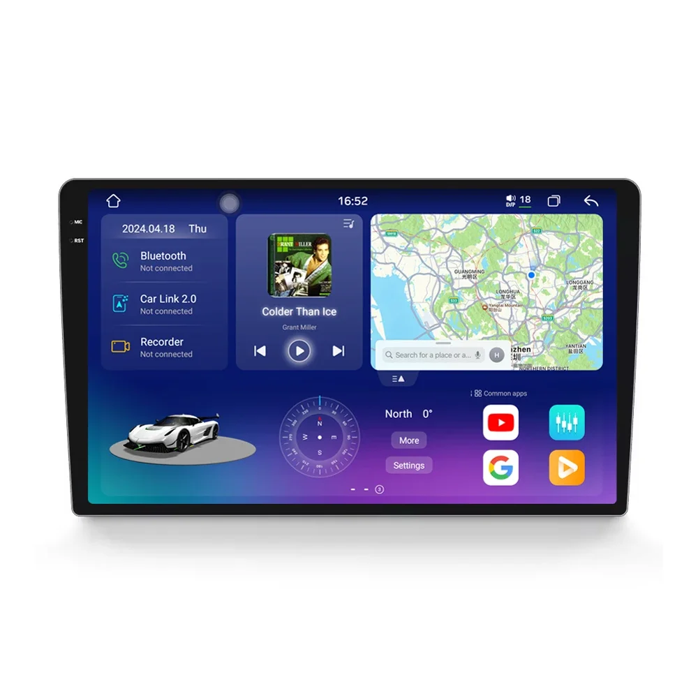 Autoradio Estéreo Universal para Todos os Carros, 7870, Android 13, 2K Qled Screen, GPS, Controle de Voz, Leitor de Vídeo, 2Din, Autoradio