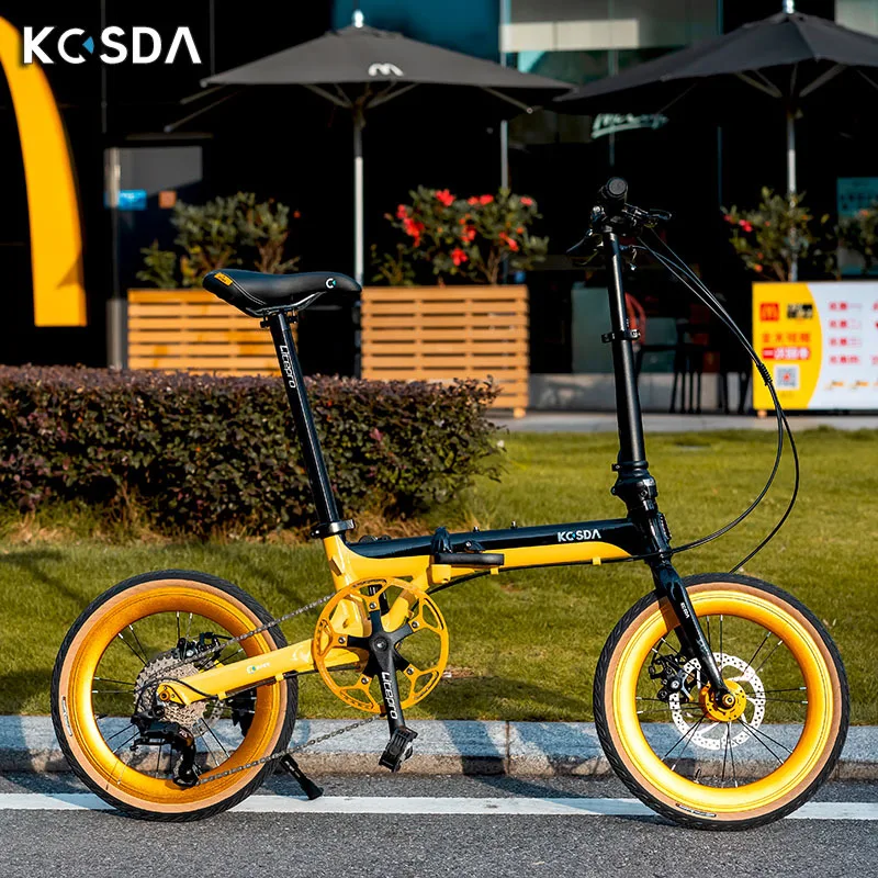 Kosda-Aluminum Alloy Folding Bicycle for Adults, Ultra-light, Variable Speed, Portable Disc Brake, Installation-Free Bike, 16 in