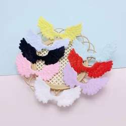 48Pcs 6.8x3.5CM Padded Felt Embossed Angel Wing  Appliques For Children Hat Sewing DIY Hair Clip Accessories Cloth Patches